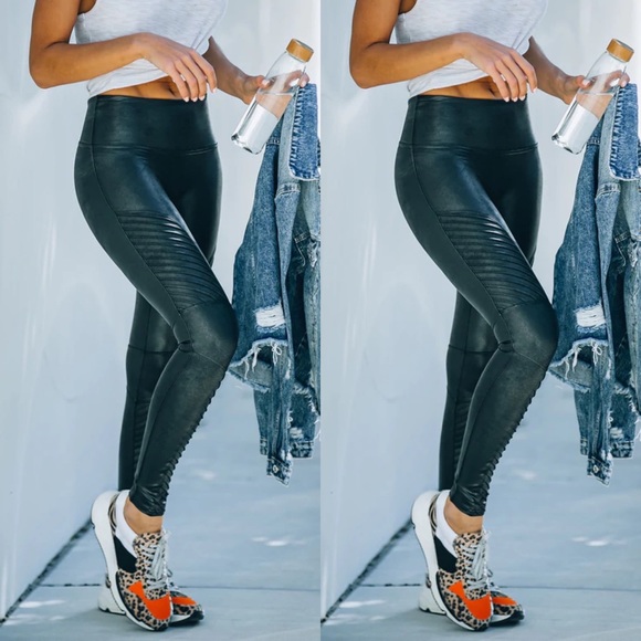 SPANX Faux Leather Moto Leggings - Picture 2 of 8